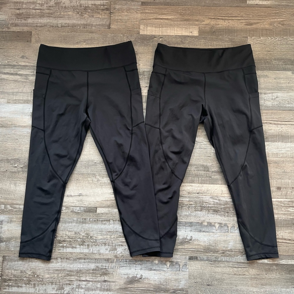 2 PAIRS Zyia Light n Tight leggings with side pocket, size 14-16